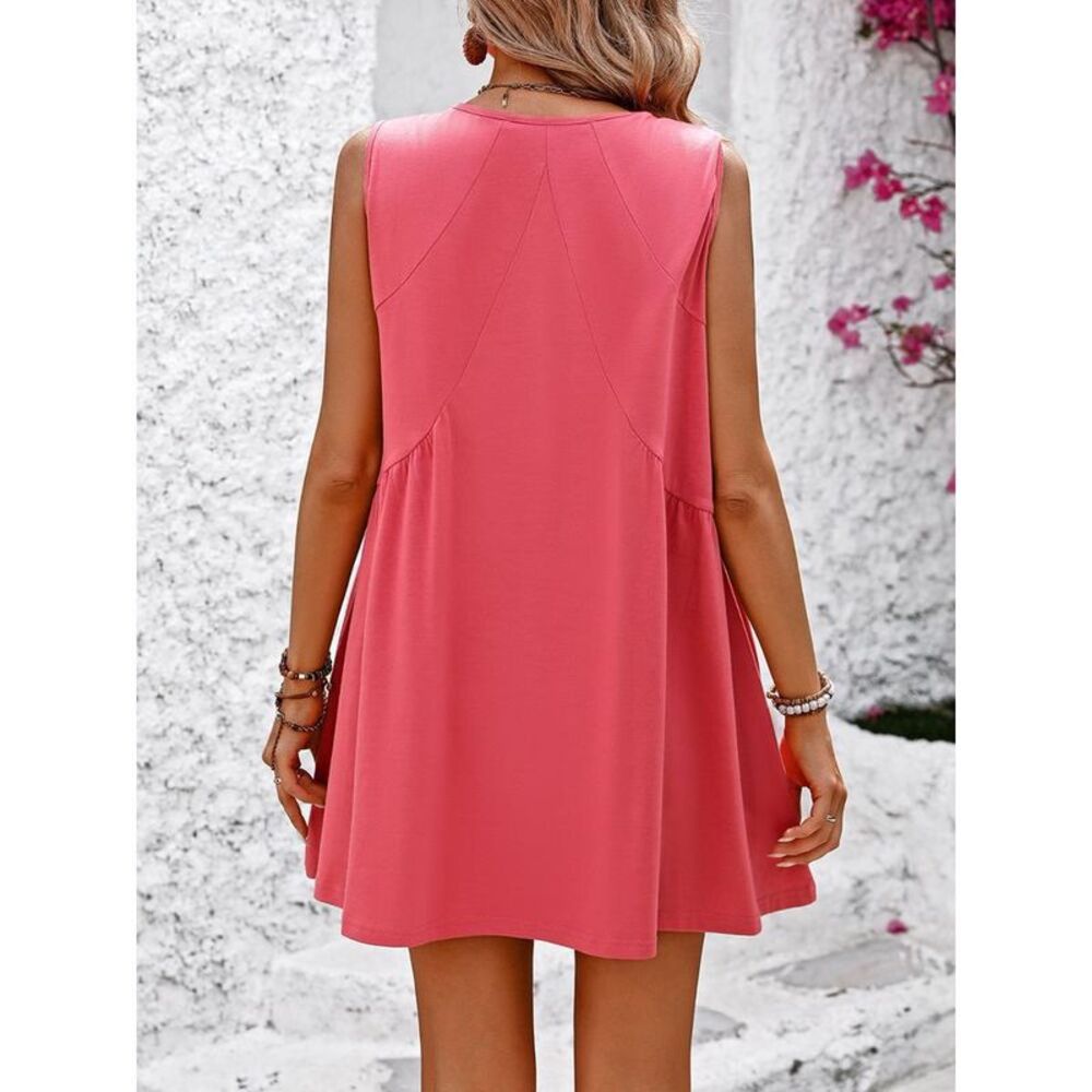 Everyday the Label Mandy V-Neck Sleeveless Mini Dress Women Coral Dresses - Picture 4 of 4